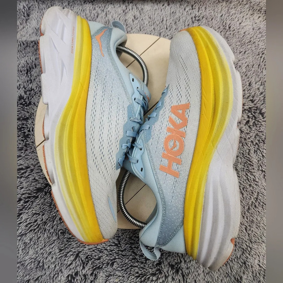 Hoka One One Women's Bondi 8 Blue/Yellow Running Shoes Womens Size 10 B - Picture 6 of 9